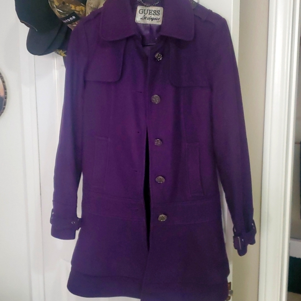 Guess Purple Wool Coat XS